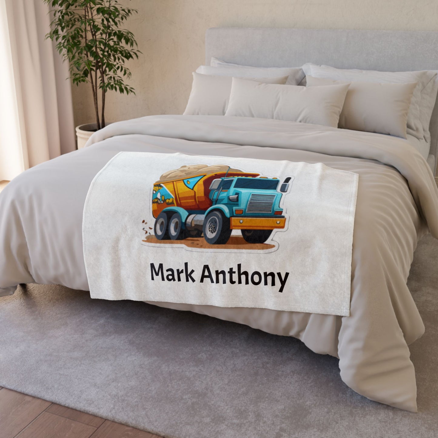 Dump Truck Personalized Soft Polyester Blanket