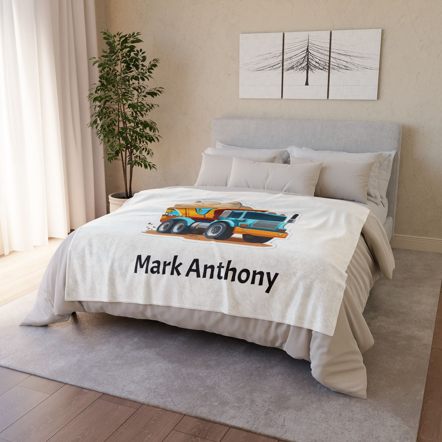 Dump Truck Personalized Soft Polyester Blanket