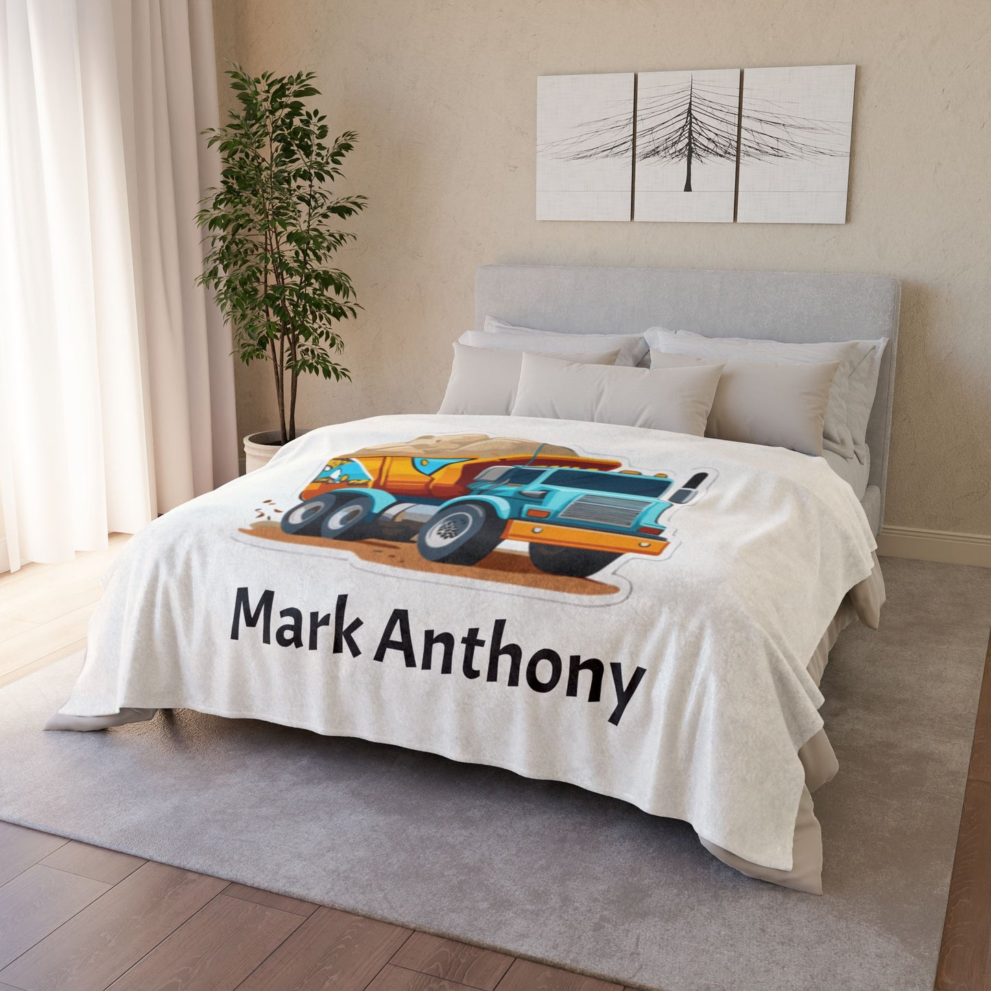 Dump Truck Personalized Soft Polyester Blanket